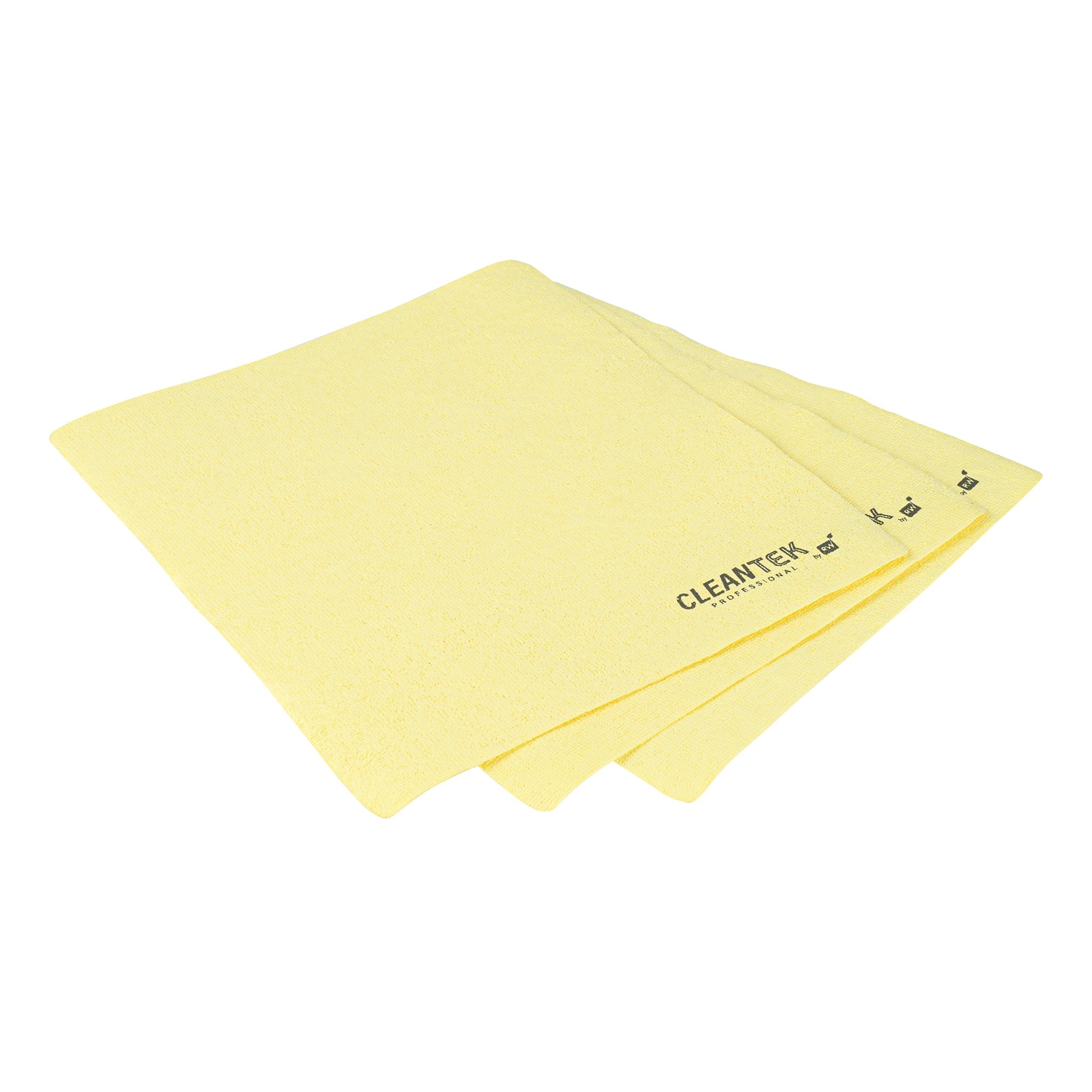 Clean Tek Professional Yellow Microfiber Cleaning / Drying Cloth - 13'' x 15'' - 5 count box