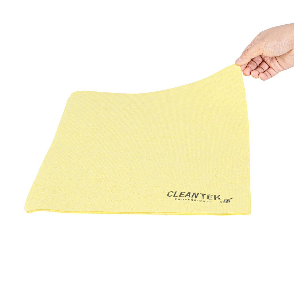 Clean Tek Professional Yellow Microfiber Cleaning / Drying Cloth - 13'' x 15'' - 100 count box