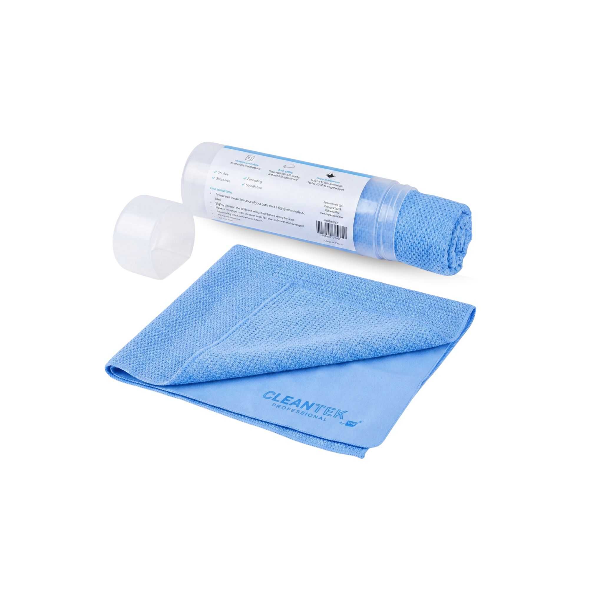 Clean Tek Professional Blue 3D Chamois Cloth - with Storage Tube - 25 1/4'' x 17'' - 1 count box
