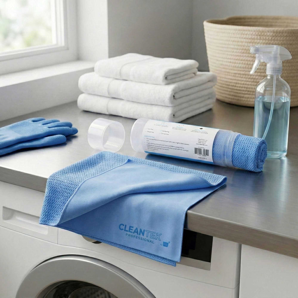 Clean Tek Professional Blue 3D Chamois Cloth - with Storage Tube - 25 1/4'' x 17'' - 20 count box