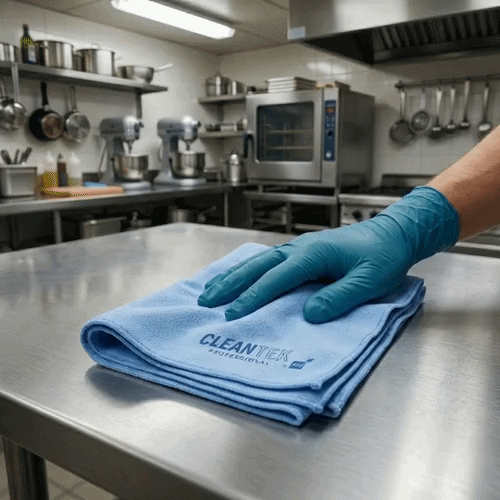 Clean Tek Professional Blue Chamois Cloth - with Storage Tube - 25 1/4'' x 17'' - 20 count box