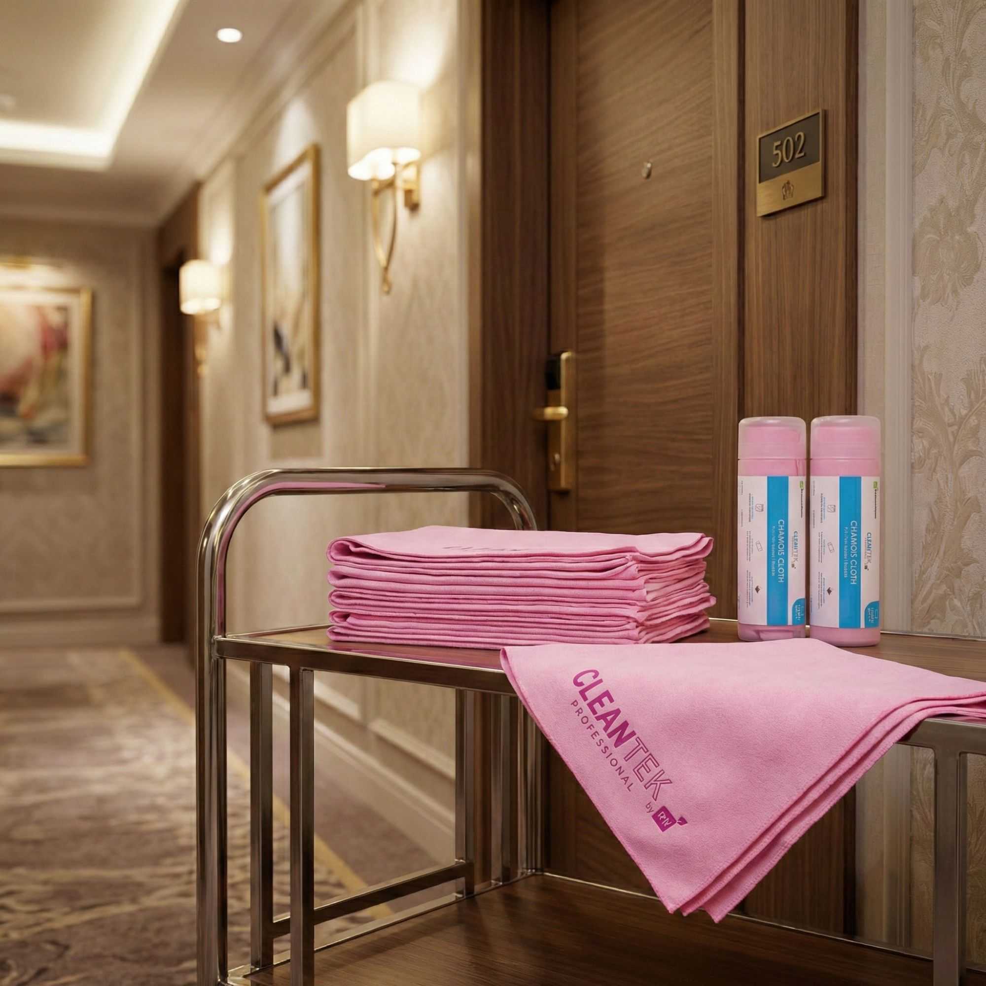 Clean Tek Professional Pink Chamois Cloth - with Storage Tube - 25 1/4'' x 17'' - 1 count box