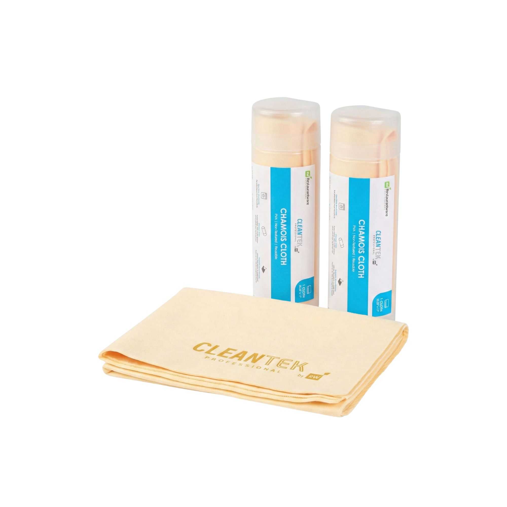 Clean Tek Professional Yellow Chamois Cloth - with Storage Tube - 25 1/4'' x 17'' - 1 count box