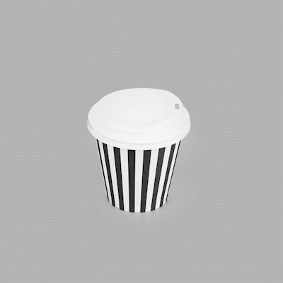 Restpresso 8 oz Black and White Stripe Paper Single Wall Coffee Cup - with White Lid - 3 1/2"x 3 1/2"x 4" - 400 count box