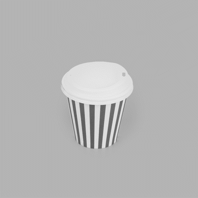 Restpresso 8 oz Gray and White Stripe Paper Single Wall Coffee Cup - with White Lid - 3 1/2"x 3 1/2"x 4" - 400 count box