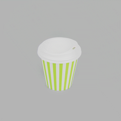 Restpresso 8 oz Green and White Stripe Paper Single Wall Coffee Cup - with White Lid - 3 1/2"x 3 1/2"x 4" - 400 count box