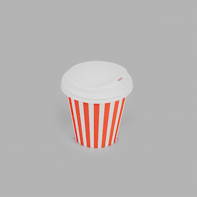 Restpresso 8 oz Red and White Stripe Paper Single Wall Coffee Cup - with White Lid - 3 1/2"x 3 1/2"x 4" - 400 count box