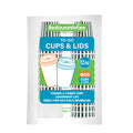 Restpresso 12 oz Forest Green and White Stripe Paper Single Wall Coffee Cup - with White Lid - 3 1/2"x 3 1/2"x 4 3/4" - 20 count box
