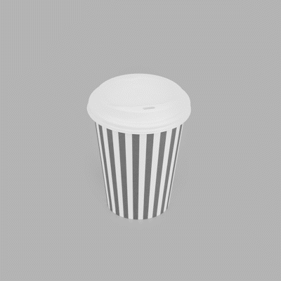 Restpresso 12 oz Gray and White Stripe Paper Single Wall Coffee Cup - with White Lid - 3 1/2"x 3 1/2"x 4 3/4" - 400 count box