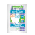 Restpresso 12 oz Purple and White Stripe Paper Single Wall Coffee Cup - with White Lid - 3 1/2"x 3 1/2"x 4 3/4" - 20 count box