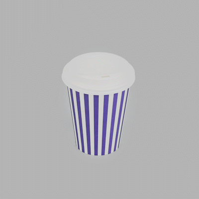 Restpresso 12 oz Purple and White Stripe Paper Single Wall Coffee Cup - with White Lid - 3 1/2"x 3 1/2"x 4 3/4" - 20 count box