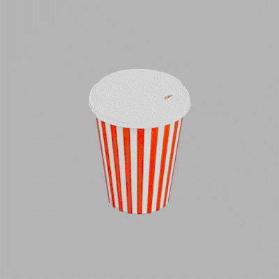 Restpresso 12 oz Red and White Stripe Paper Single Wall Coffee Cup - with White Lid - 3 1/2"x 3 1/2"x 4 3/4" - 400 count box
