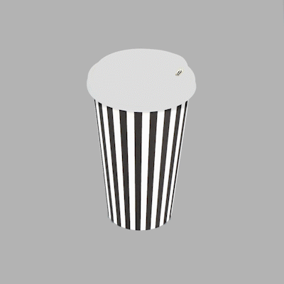 Restpresso 16 oz Black and White Stripe Paper Single Wall Coffee Cup - with White Lid - 3 1/2"x 3 1/2"x 5 3/4" - 20 count box