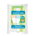 Restpresso 16 oz Green and White Stripe Paper Single Wall Coffee Cup - with White Lid - 3 1/2"x 3 1/2"x 5 3/4" - 20 count box