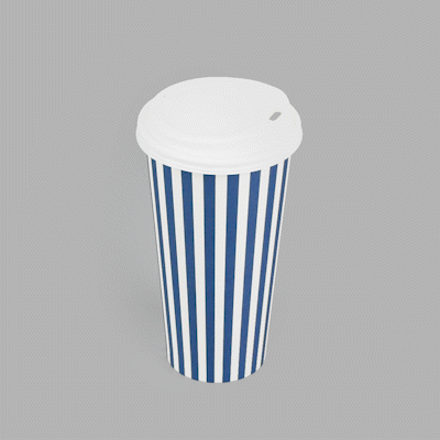 Restpresso 20 oz Blue and White Stripe Paper Single Wall Coffee Cup - with White Lid - 3 1/2"x 3 1/2"x 6 1/2" - 20 count box