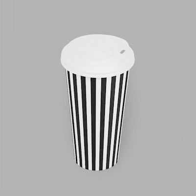 Restpresso 20 oz Black and White Stripe Paper Single Wall Coffee Cup - with White Lid - 3 1/2"x 3 1/2"x 6 1/2" - 20 count box