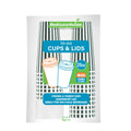 Restpresso 20 oz Forest Green and White Stripe Paper Single Wall Coffee Cup - with White Lid - 3 1/2"x 3 1/2"x 6 1/2" - 400 count box