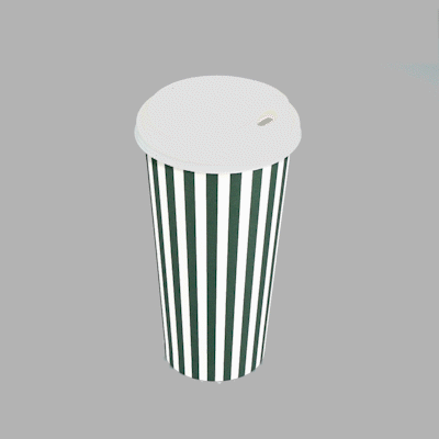 Restpresso 20 oz Forest Green and White Stripe Paper Single Wall Coffee Cup - with White Lid - 3 1/2"x 3 1/2"x 6 1/2" - 400 count box