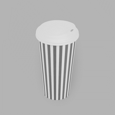 Restpresso 20 oz Gray and White Stripe Paper Single Wall Coffee Cup - with White Lid - 3 1/2"x 3 1/2"x 6 1/2" - 400 count box