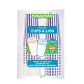 Restpresso 20 oz Purple and White Stripe Paper Single Wall Coffee Cup - with White Lid - 3 1/2"x 3 1/2"x 6 1/2" - 20 count box