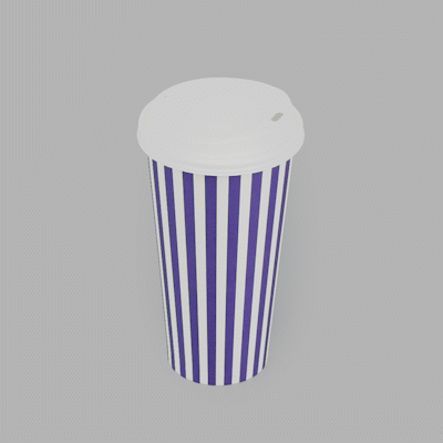 Restpresso 20 oz Purple and White Stripe Paper Single Wall Coffee Cup - with White Lid - 3 1/2"x 3 1/2"x 6 1/2" - 400 count box