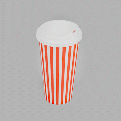 Restpresso 20 oz Red and White Stripe Paper Single Wall Coffee Cup - with White Lid - 3 1/2"x 3 1/2"x 6 1/2" - 400 count box