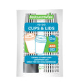 Restpresso 12 oz Black and White Stripe Paper Single Wall Coffee Cup - with Black Lid - 3 1/2"x 3 1/2"x 4 1/4" - 20 count box