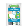 Restpresso 12 oz Forest Green and White Stripe Paper Single Wall Coffee Cup - with Black Lid - 3 1/2"x 3 1/2"x 4 1/4" - 20 count box