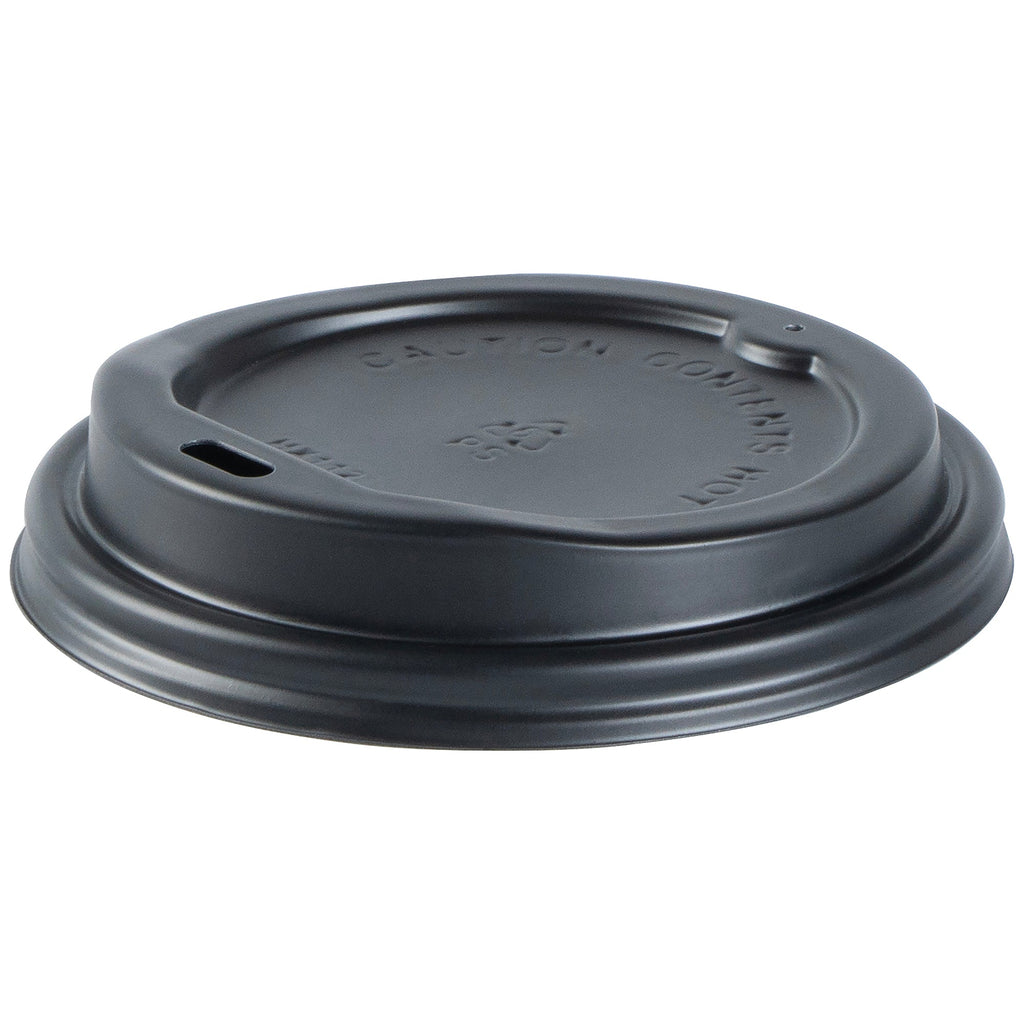 Restpresso 12 oz Gray and White Stripe Paper Single Wall Coffee Cup - with Black Lid - 3 1/2"x 3 1/2"x 4 1/4" - 20 count box