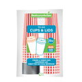 Restpresso 20 oz Red and White Stripe Paper Single Wall Coffee Cup - with Black Lid - 3 1/2"x 3 1/2"x 6 1/4" - 20 count box