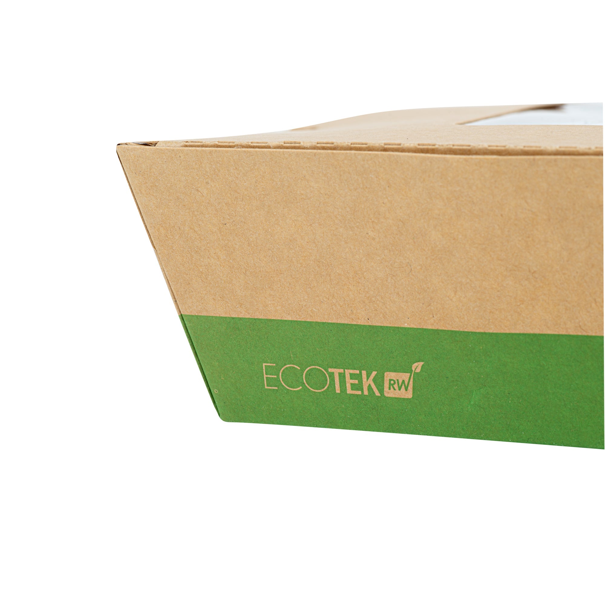 Eco Tek 51 oz Kraft and Green Paper Bento Box - with PLA Window, 3-Compartment, Compostable - 9 1/2'' x 7 1/2'' x 2'' - 100 count box