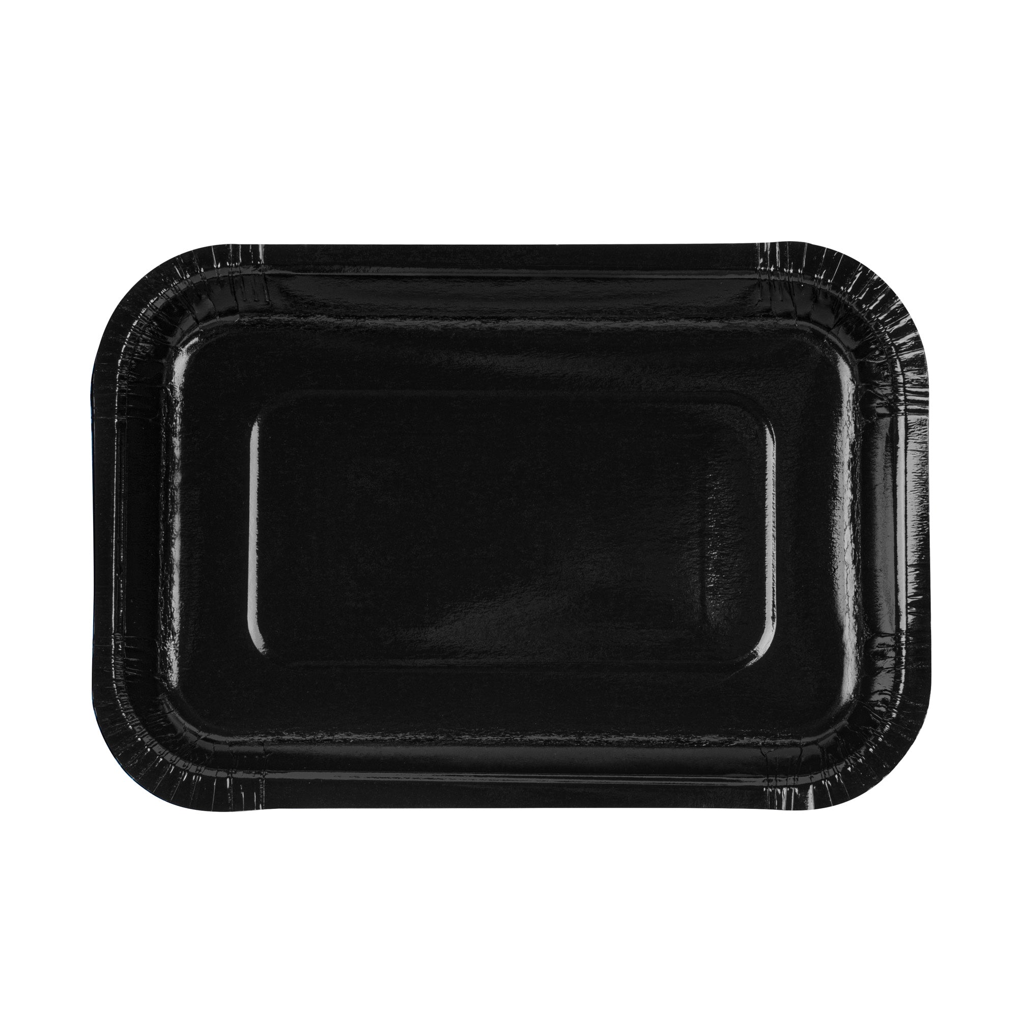 Pastry Tek 15 oz Rectangle Black Paperboard Tray - Oven-Safe - 8 1/4" x 5 1/2" x 1" - 100 count box