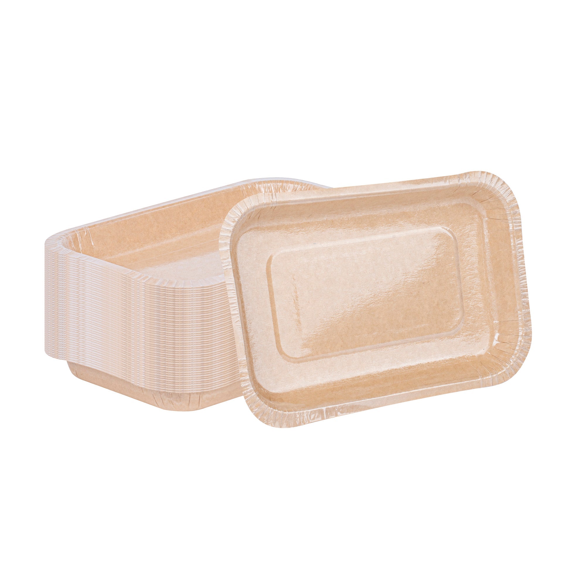 Pastry Tek 15 oz Rectangle Kraft Paperboard Tray - Oven-Safe - 8 1/4" x 5 1/2" x 1" - 25 count box