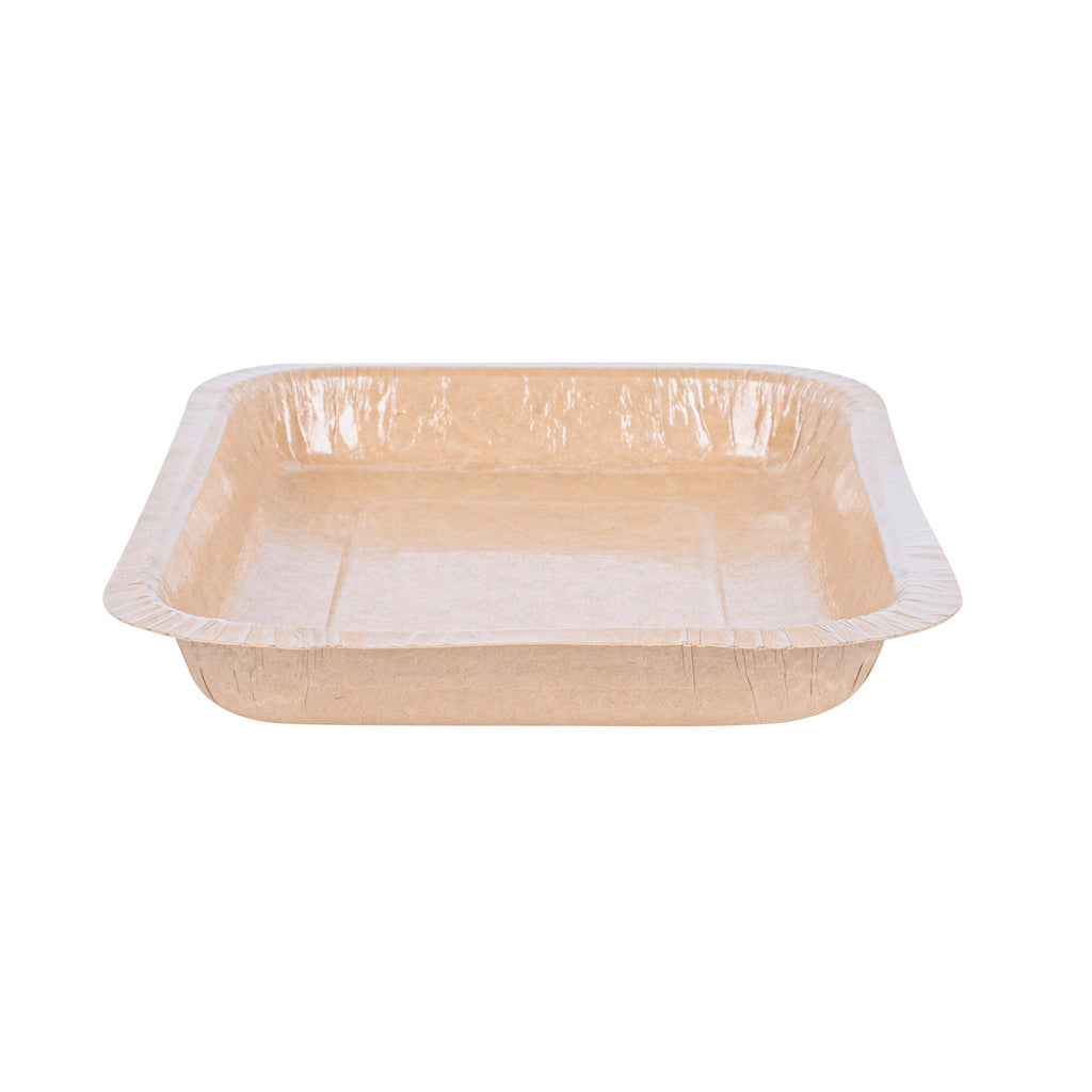 Pastry Tek 15 oz Rectangle Kraft Paperboard Tray - Oven-Safe - 8 1/4" x 5 1/2" x 1" - 25 count box