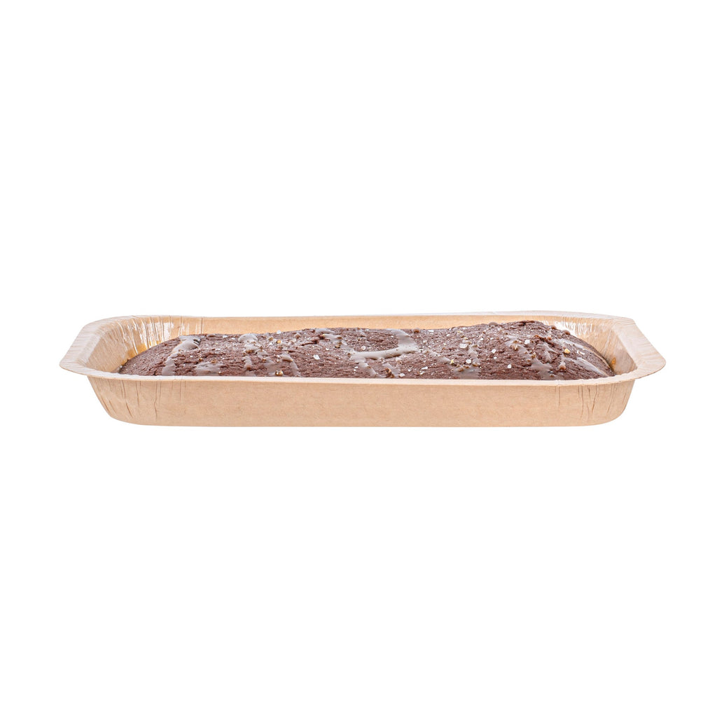 Pastry Tek 15 oz Rectangle Kraft Paperboard Tray - Oven-Safe - 8 1/4" x 5 1/2" x 1" - 100 count box