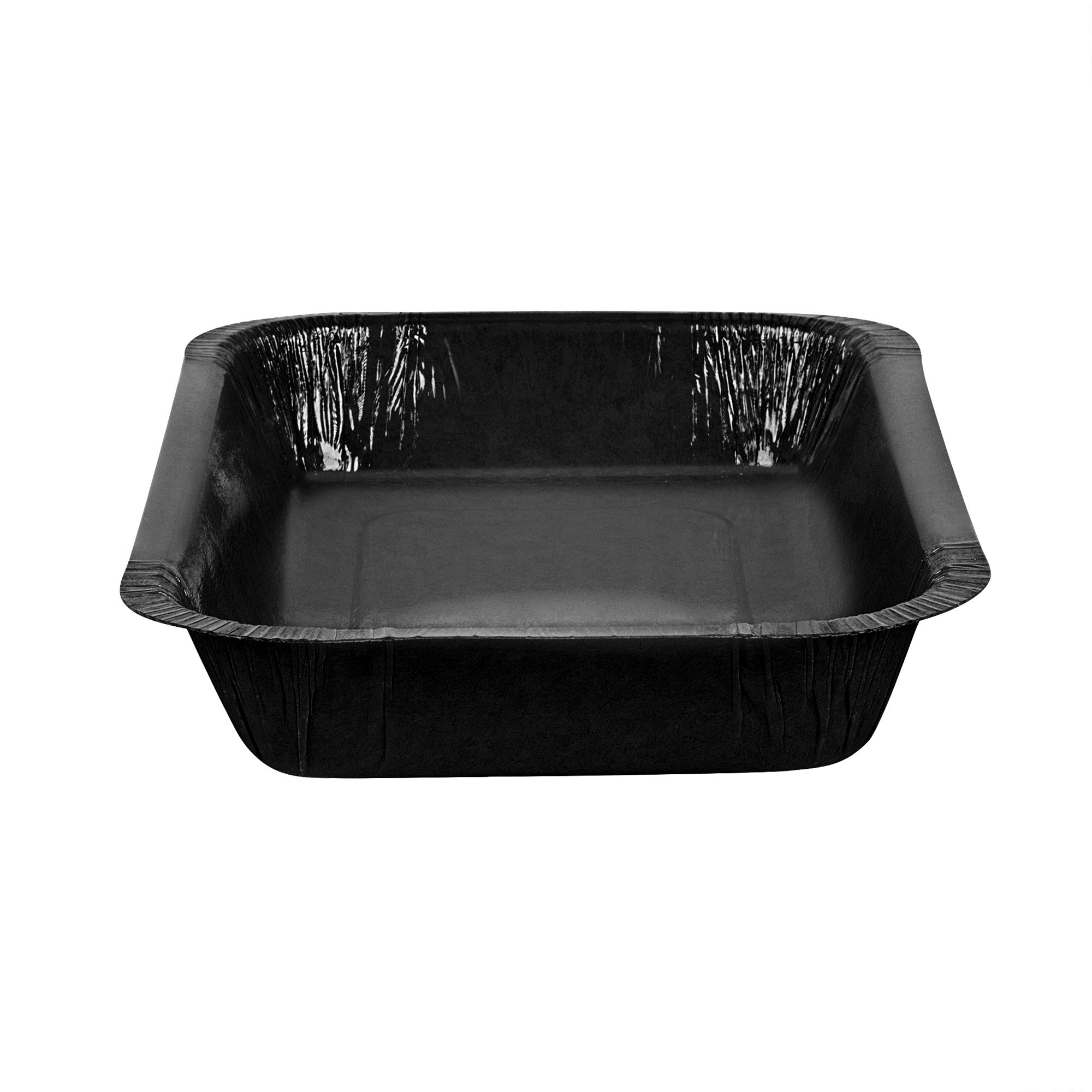 Pastry Tek 24 oz Rectangle Black Paperboard Tray - Oven-Safe - 8 1/4" x 5 1/2" x 1 1/2" - 25 count box