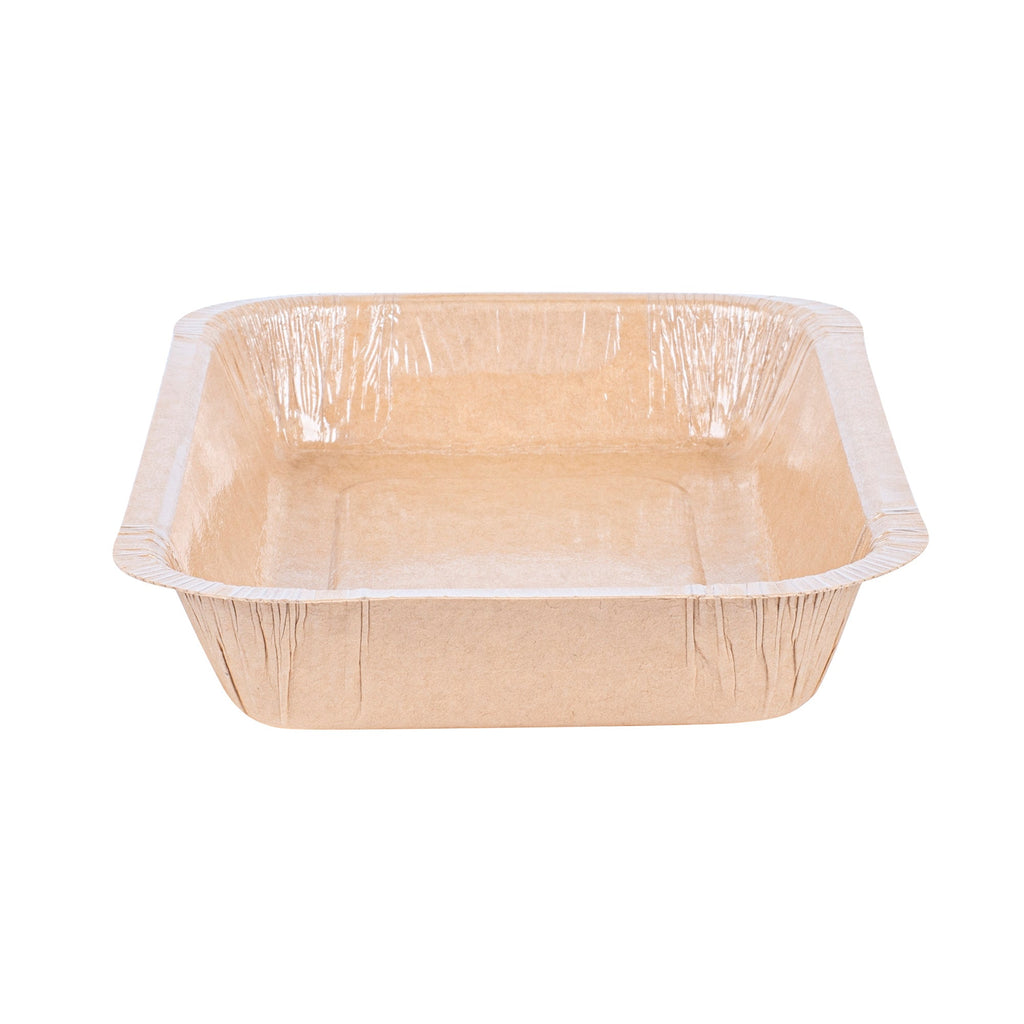 Pastry Tek 24 oz Rectangle Kraft Paperboard Tray - Oven-Safe - 8 1/4" x 5 1/2" x 1 1/2" - 25 count box