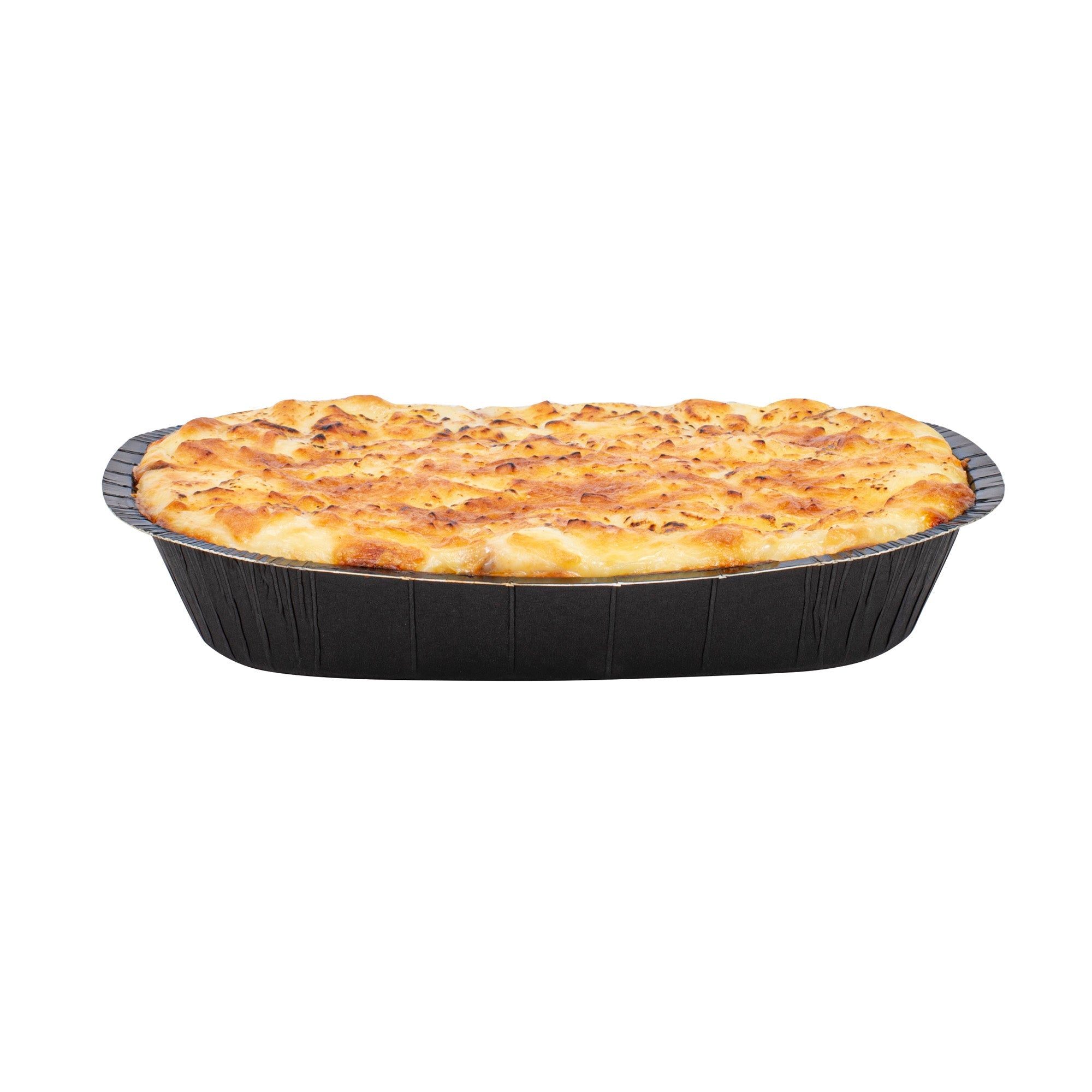 Pastry Tek 32 oz Rectangle Black Paperboard Tray - Oven-Safe - 9" x 7" x 1 3/4" - 25 count box