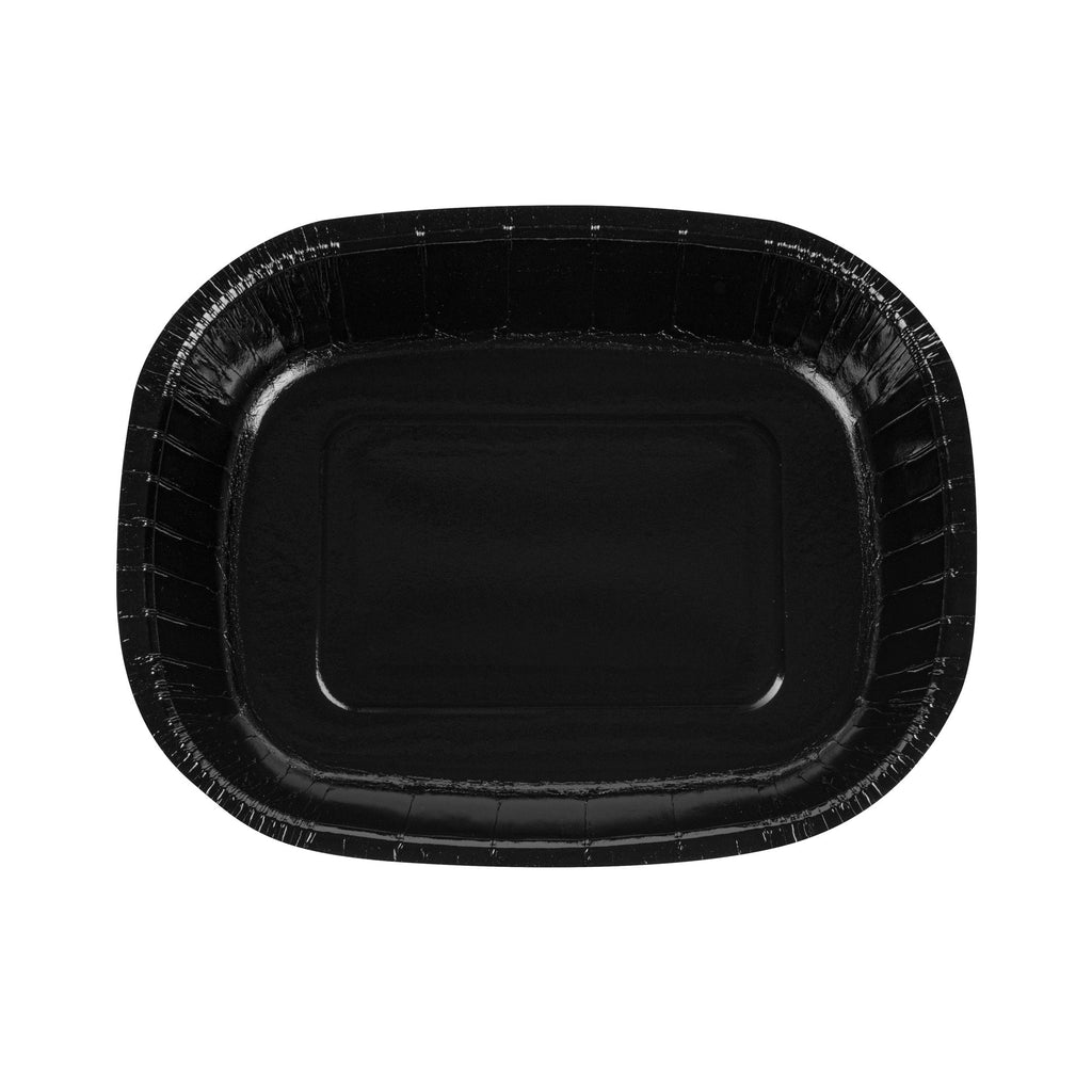 Pastry Tek 32 oz Rectangle Black Paperboard Tray - Oven-Safe - 9" x 7" x 1 3/4" - 25 count box