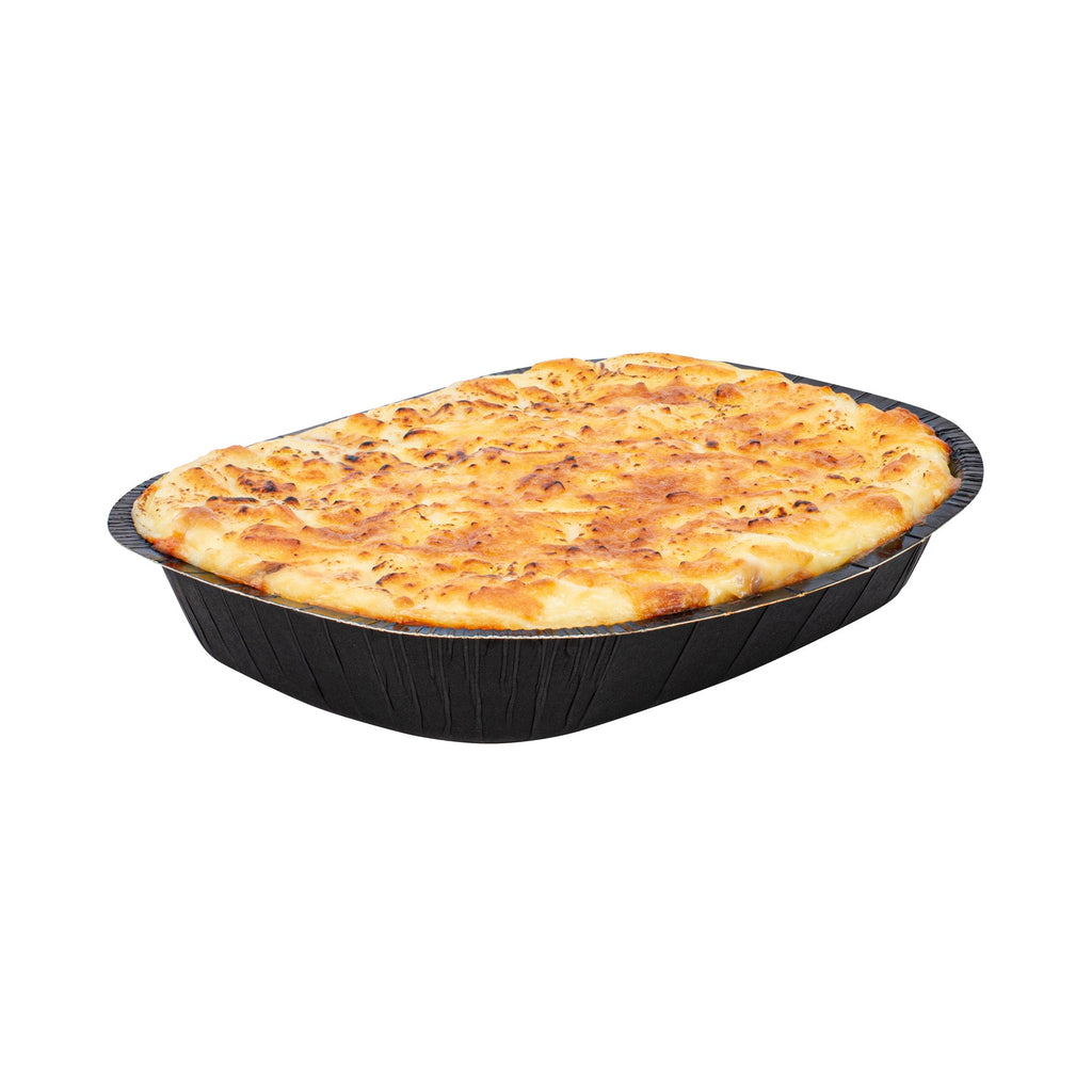 Pastry Tek 32 oz Rectangle Black Paperboard Tray - Oven-Safe - 9" x 7" x 1 3/4" - 100 count box
