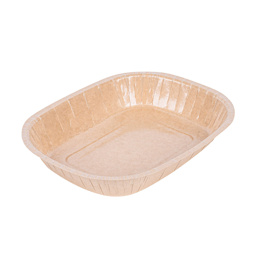 Pastry Tek 32 oz Rectangle Kraft Paperboard Tray - Oven-Safe - 9" x 7" x 1 3/4" - 25 count box