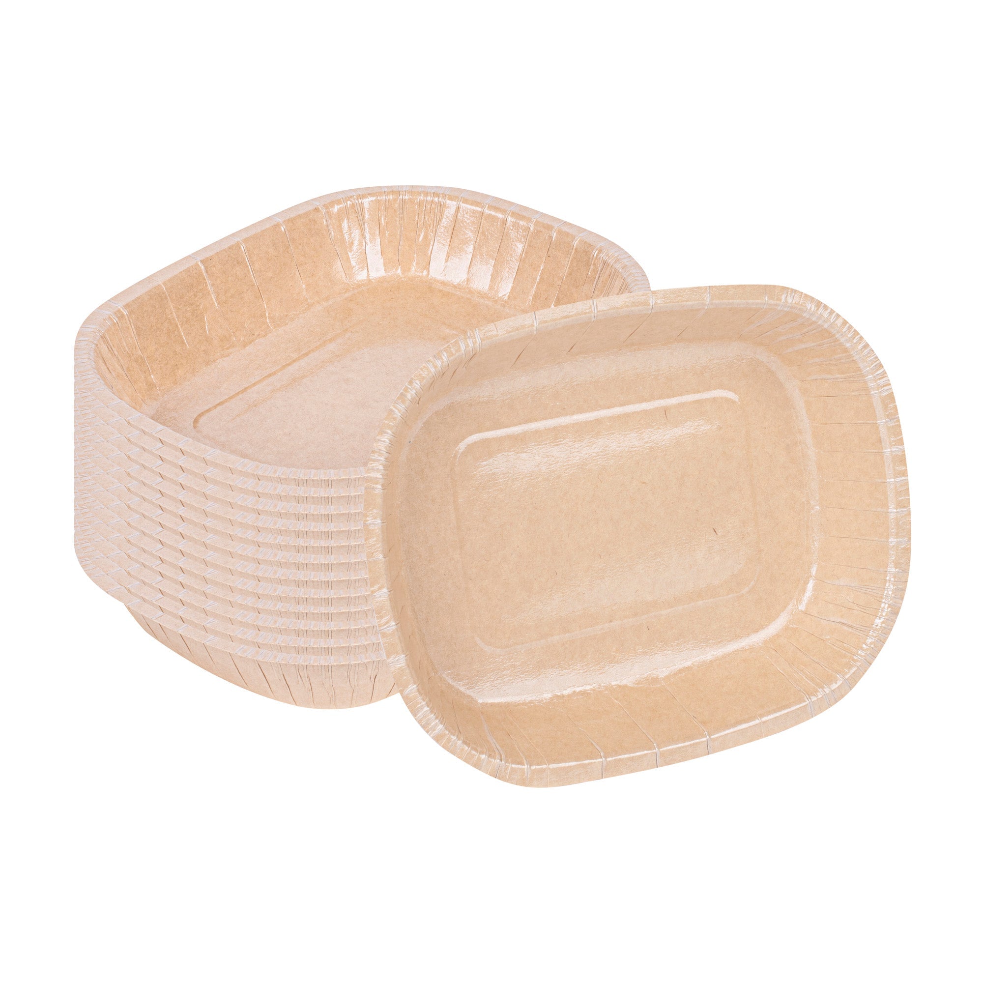Pastry Tek 32 oz Rectangle Kraft Paperboard Tray - Oven-Safe - 9" x 7" x 1 3/4" - 25 count box