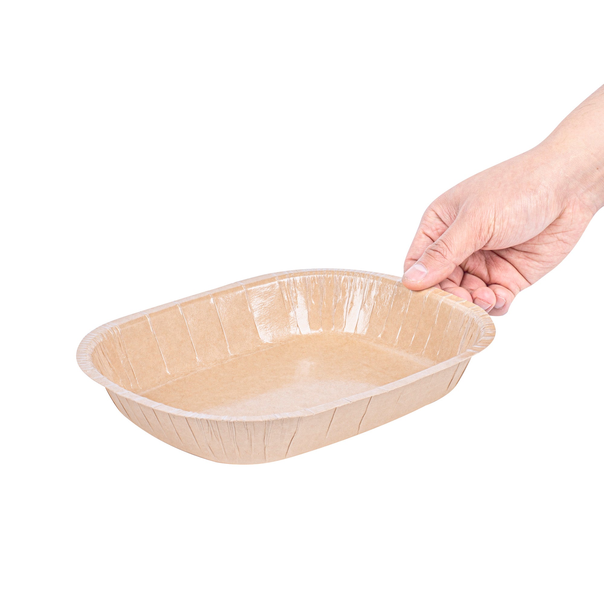 Pastry Tek 32 oz Rectangle Kraft Paperboard Tray - Oven-Safe - 9" x 7" x 1 3/4" - 25 count box