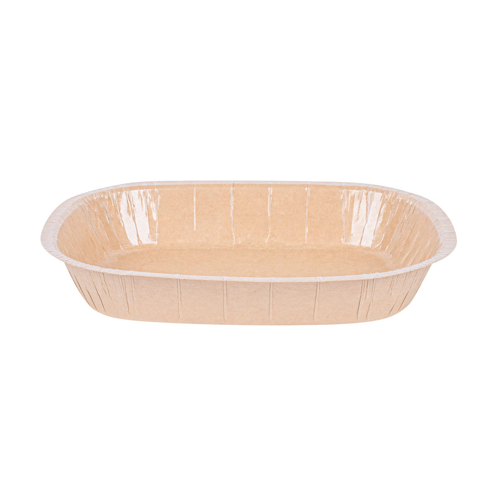 Pastry Tek 32 oz Rectangle Kraft Paperboard Tray - Oven-Safe - 9" x 7" x 1 3/4" - 25 count box
