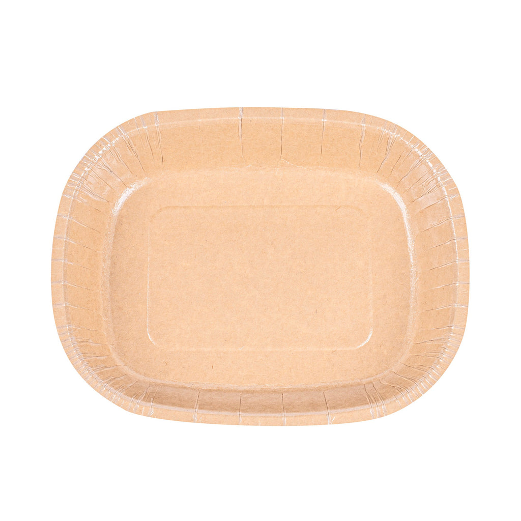 Pastry Tek 32 oz Rectangle Kraft Paperboard Tray - Oven-Safe - 9" x 7" x 1 3/4" - 25 count box
