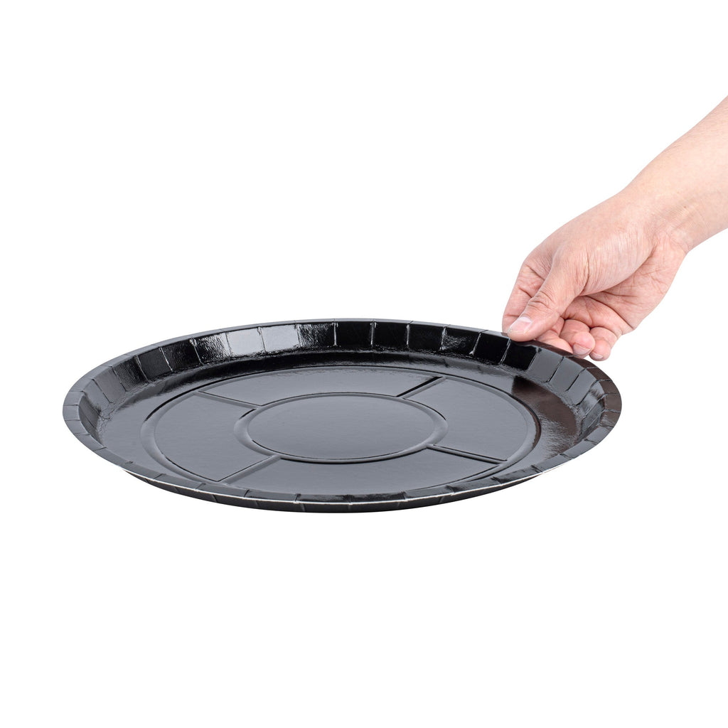 Eco Pie Round Black Paperboard Pizza Tray - Oven-Safe - 12'' - 25 count box