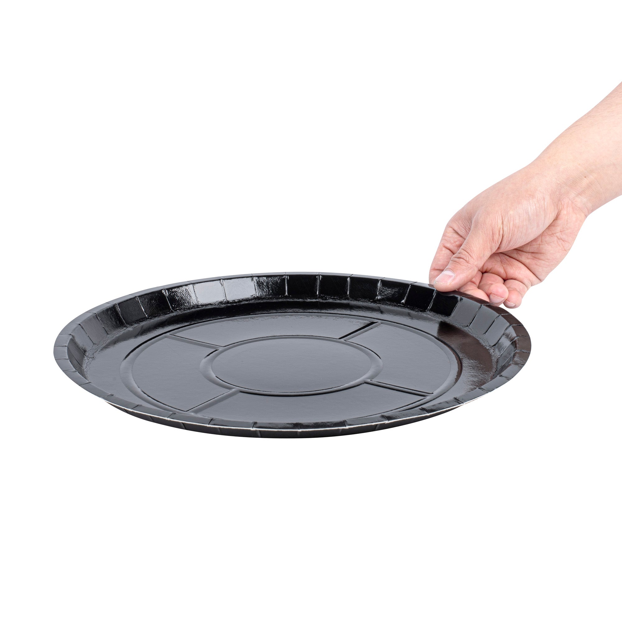 Eco Pie Round Black Paperboard Pizza Tray - Oven-Safe - 12'' - 25 count box
