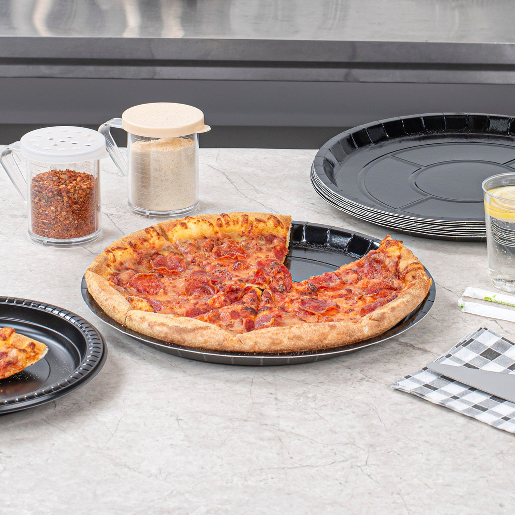 Eco Pie Round Black Paperboard Pizza Tray - Oven-Safe - 12'' - 25 count box