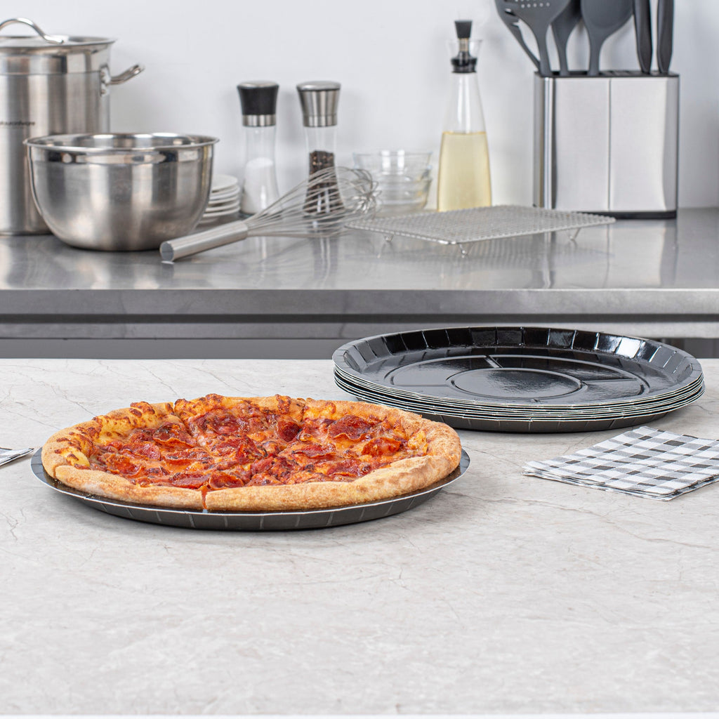 Eco Pie Round Black Paperboard Pizza Tray - Oven-Safe - 12'' - 25 count box