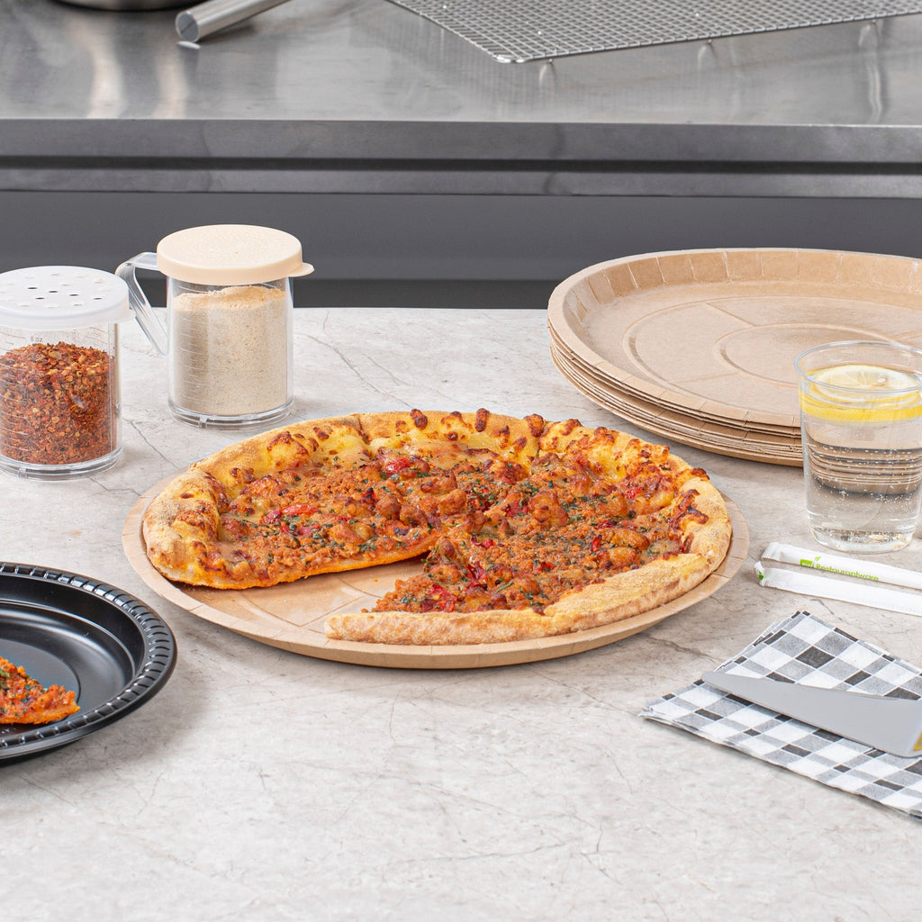 Eco Pie Round Kraft Paperboard Pizza Tray - Oven-Safe - 12'' - 25 count box